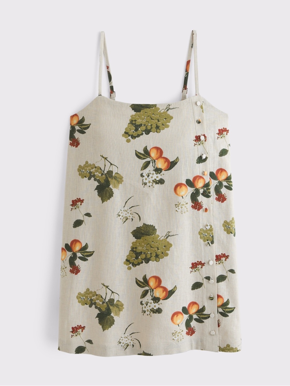 Abercrombie & Fitch Linen-Blend Button Skort - Tan Fruit Pattern - Size L